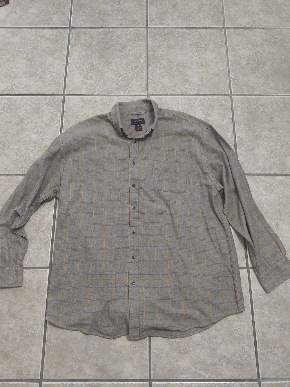 Saddlebred Men's Tan Plaid Button-Up Dress Shirt